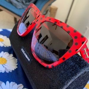 Dolce & Gabbana Square Red Polka Dot Sunglasses